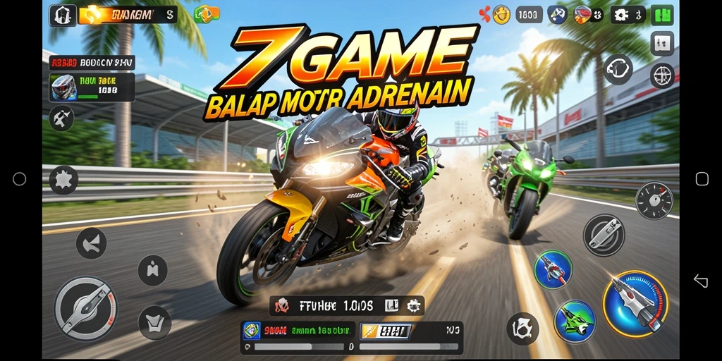 Tampilan gameplay seru di lintasan balap motor.