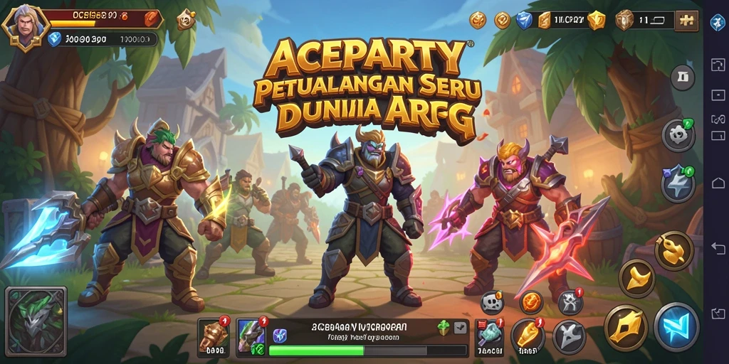 Tangkapan layar gameplay ACEPARTY menampilkan pertarungan seru melawan monster.