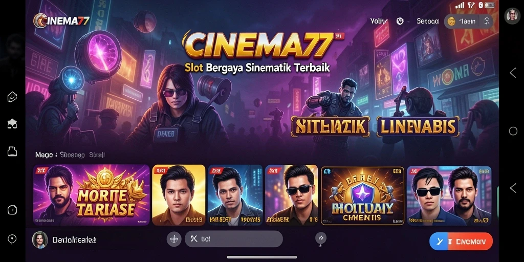 Screenshot gameplay CINEMA77 menampilkan putaran menarik slot dengan efek visual memukau.
