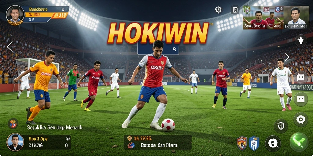 Tampilan menarik dari gameplay sepak bola HOKIWIN yang menegangkan.