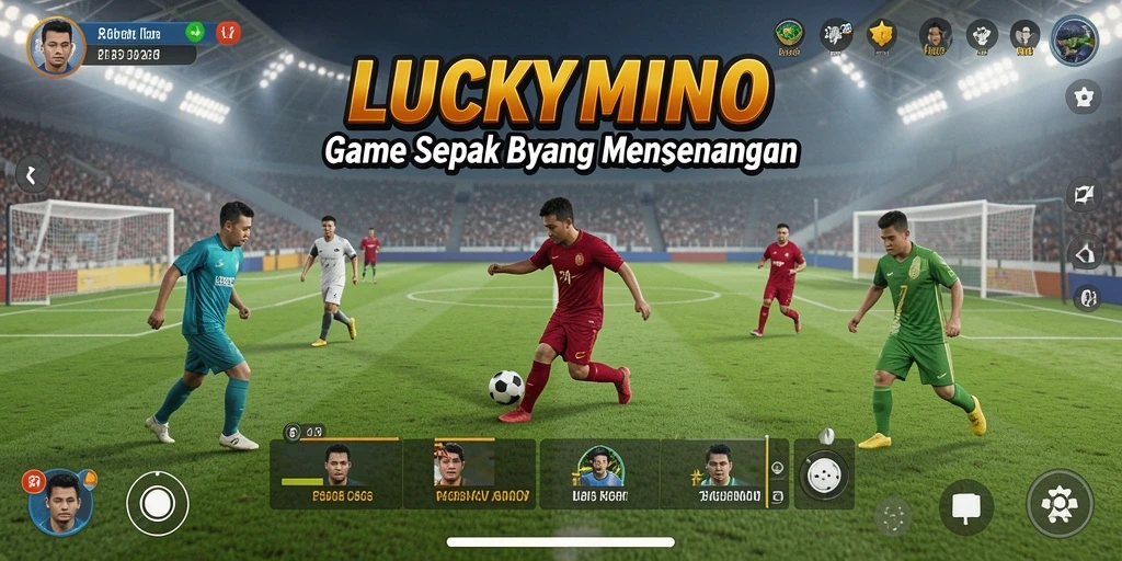 Gameplay menarik di LUCKYMINO yang penuh aksi sepak bola.