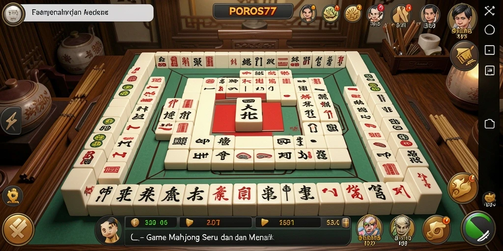 Tampilan gameplay seru dan menantang di POROS77 Mahjong.