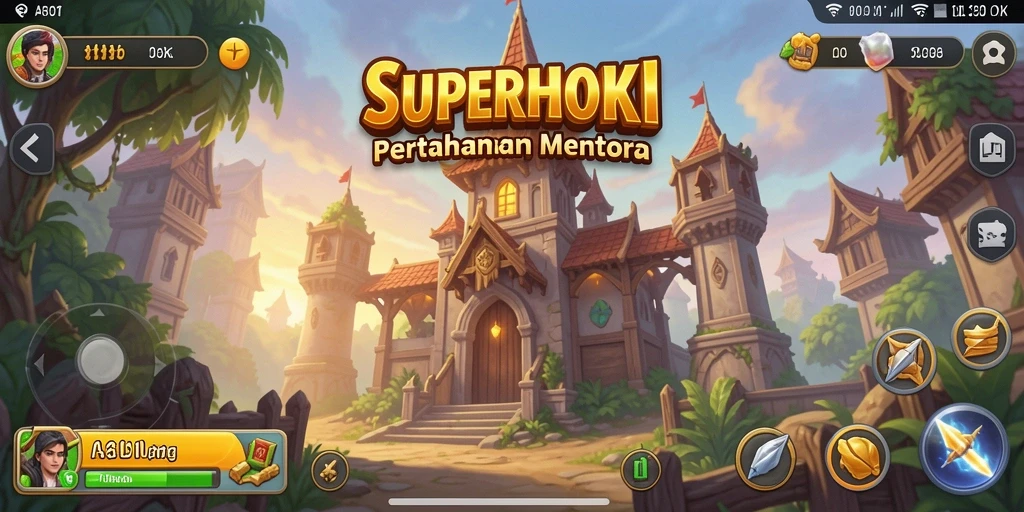 Tampilan menarik gameplay pertahanan menara yang seru.